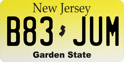 NJ license plate B83JUM