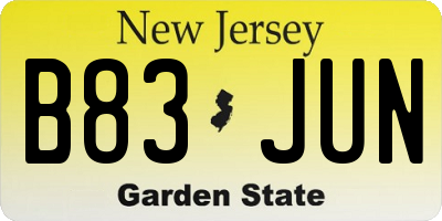 NJ license plate B83JUN
