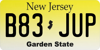 NJ license plate B83JUP