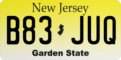 NJ license plate B83JUQ