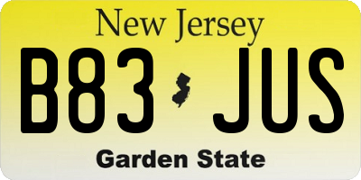 NJ license plate B83JUS