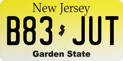 NJ license plate B83JUT