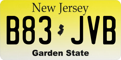 NJ license plate B83JVB