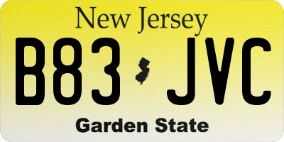 NJ license plate B83JVC