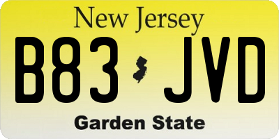 NJ license plate B83JVD