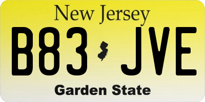 NJ license plate B83JVE