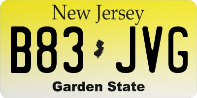 NJ license plate B83JVG