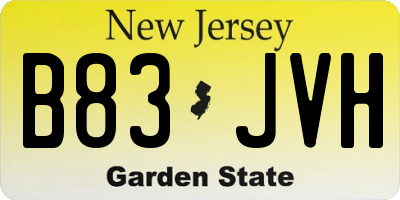 NJ license plate B83JVH