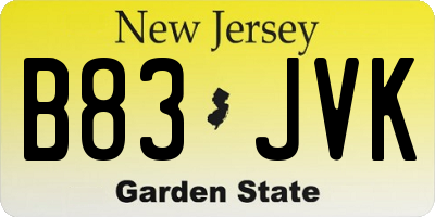 NJ license plate B83JVK