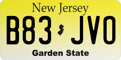 NJ license plate B83JVO