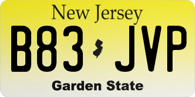 NJ license plate B83JVP