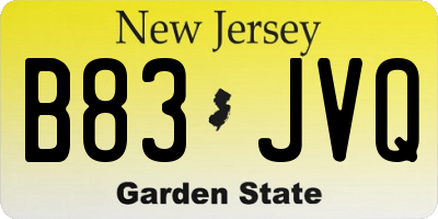 NJ license plate B83JVQ