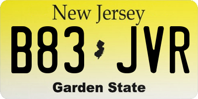 NJ license plate B83JVR