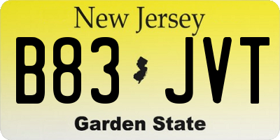 NJ license plate B83JVT