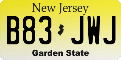 NJ license plate B83JWJ