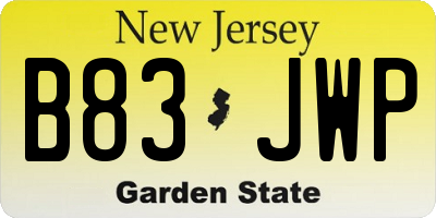 NJ license plate B83JWP