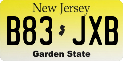 NJ license plate B83JXB