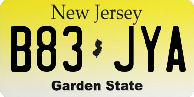 NJ license plate B83JYA