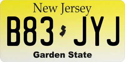 NJ license plate B83JYJ