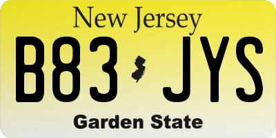 NJ license plate B83JYS