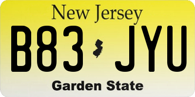 NJ license plate B83JYU
