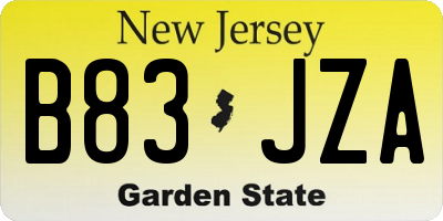 NJ license plate B83JZA