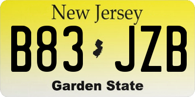 NJ license plate B83JZB
