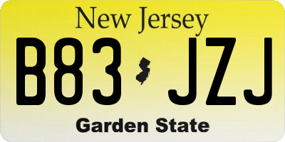 NJ license plate B83JZJ