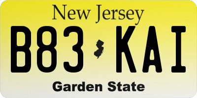 NJ license plate B83KAI