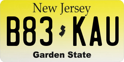 NJ license plate B83KAU