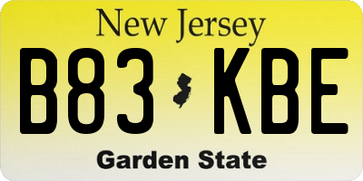 NJ license plate B83KBE