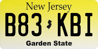 NJ license plate B83KBI