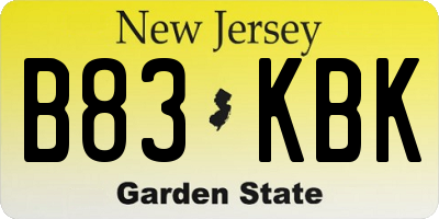 NJ license plate B83KBK
