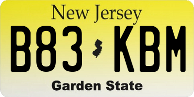 NJ license plate B83KBM