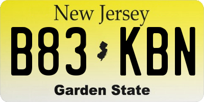 NJ license plate B83KBN