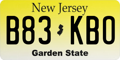 NJ license plate B83KBO