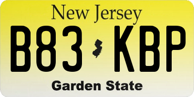 NJ license plate B83KBP