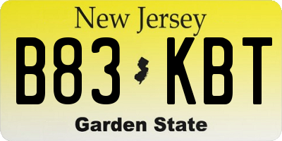 NJ license plate B83KBT
