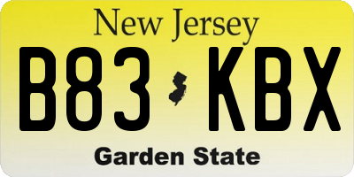 NJ license plate B83KBX