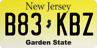 NJ license plate B83KBZ
