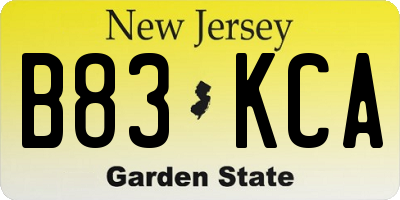 NJ license plate B83KCA