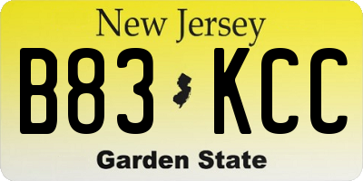 NJ license plate B83KCC