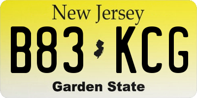 NJ license plate B83KCG