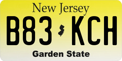 NJ license plate B83KCH