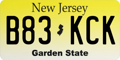 NJ license plate B83KCK