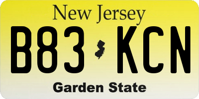 NJ license plate B83KCN