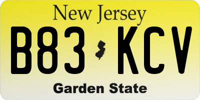 NJ license plate B83KCV