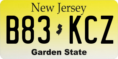 NJ license plate B83KCZ