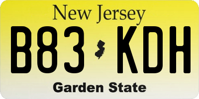 NJ license plate B83KDH