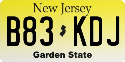 NJ license plate B83KDJ